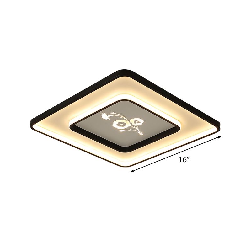 Quadratische/rechteckige Deckenleuchte, moderne schwarze LED-Einbauleuchte aus Acryl in weißem/warmem Licht, 16"/19,5"/35,5" lang