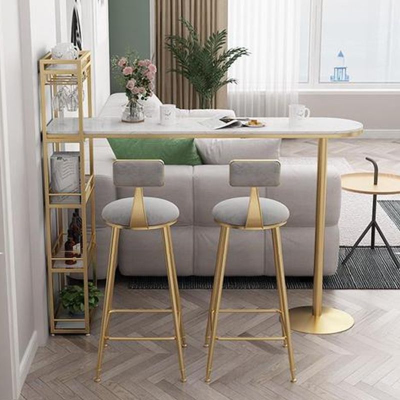 Marble Top Bar Table Contemporary Metal Frame Pub Table with Storage