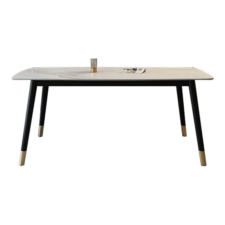 Traditional Luxury Rectangle Dining Table Solid Wood Black Frame 4 Legs Dining Table