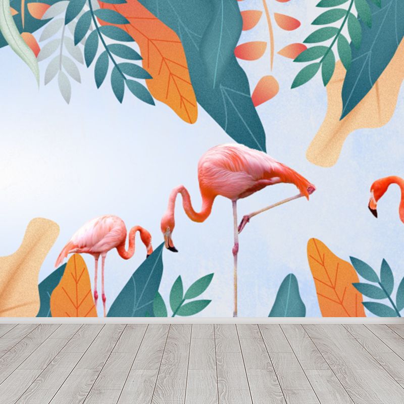 Standing Field Flamingo Mural Wallpaper Tropical Non-Woven Textured Wall Covering