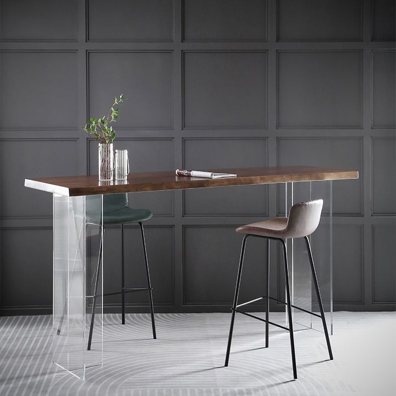 1/2/3/5Pieces Modern Rectangle Pub Table Set Wooden Counter Table with Acrylic Stools