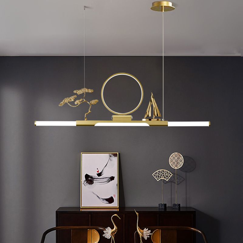 Modernas luces colgantes de la sala de té lineal de la isla de metal lámparas