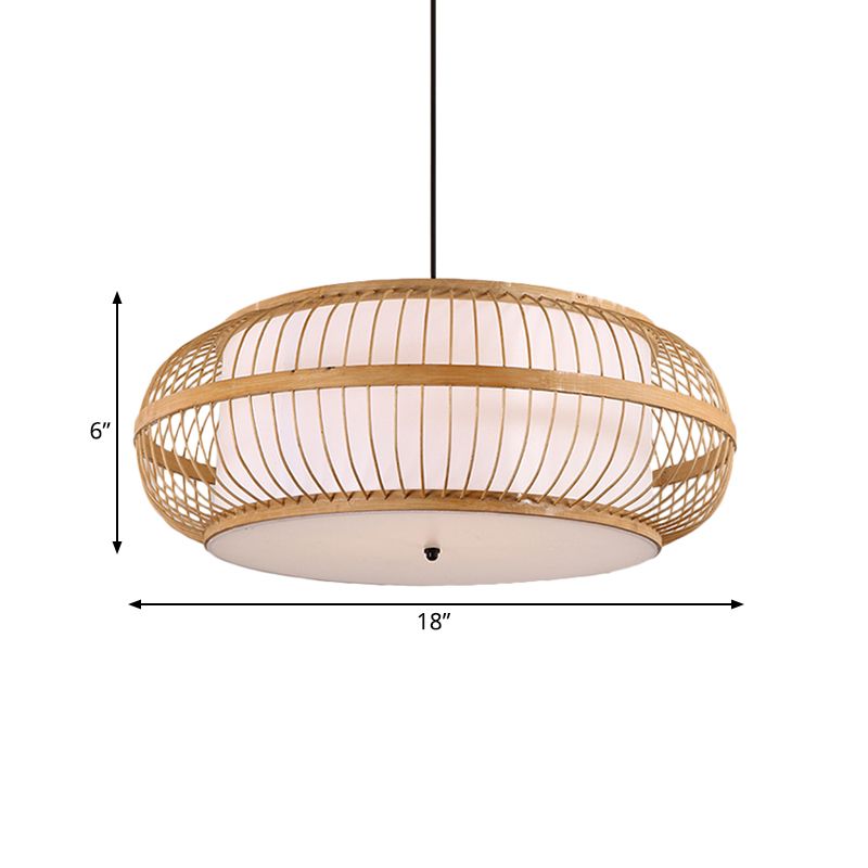 BEIGE DRUM ALIMINE ALL'IMPEGNO ASIAN SECIFICA 1 LUCE LIGUATO BAMBOO LUCE DELLA PERSAGGIO, Diametro da 18 "/21,5"