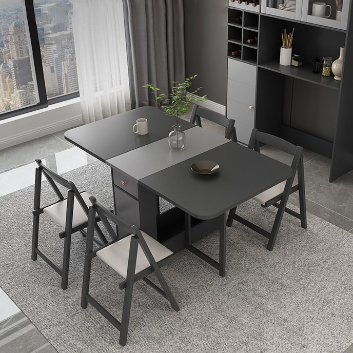 Modern Style Traditional Height Dining Set with Drop Leaf Table and Trestle Base for Home Use