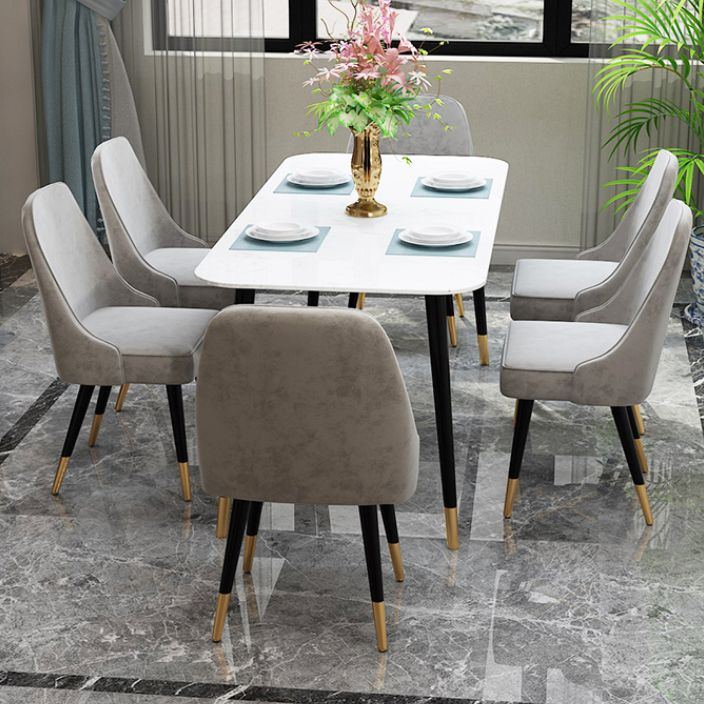 Contemporary Dining Table Set 1/2/7 Pieces Indoor Stone and Iron Dinette Set