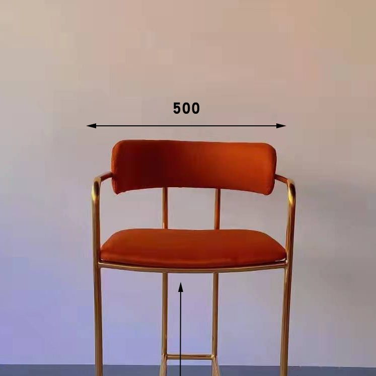 Glam Gold Legs Bar Stools Living Room Upholstered Bar Stool with Footrest