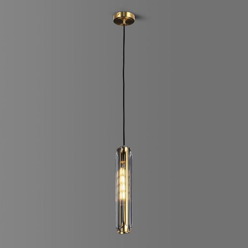 Lampada sospesa interna creativa moderna Copper cilindrico a sospensione con tonalità cristallina