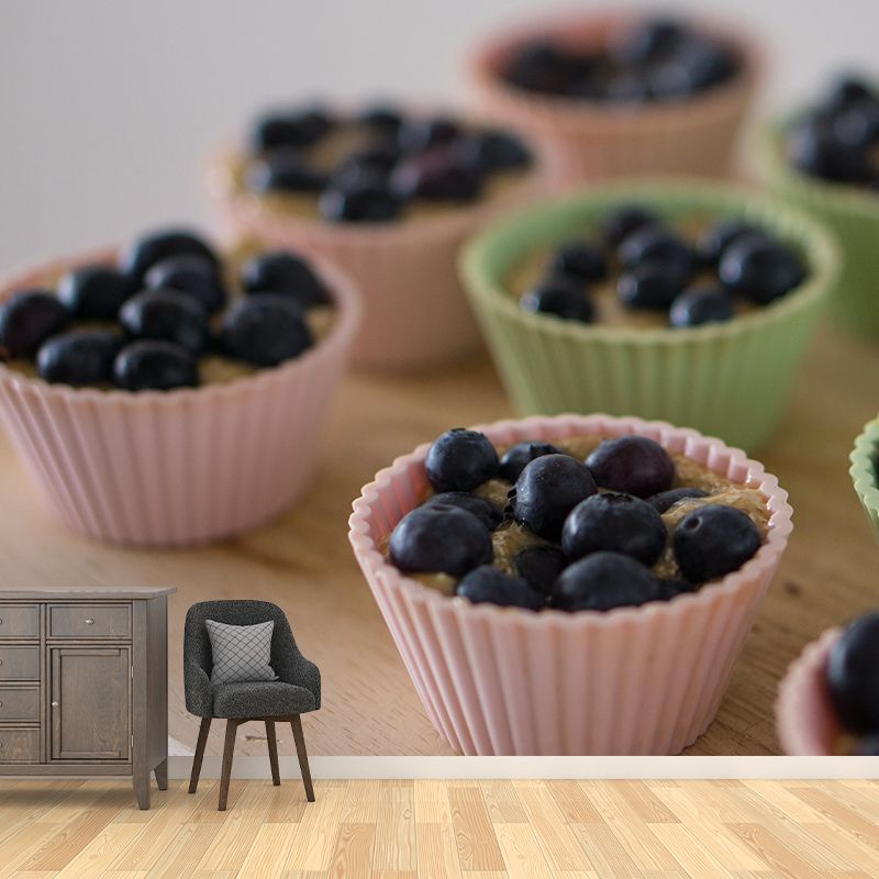 Blueberry Cake Dessert Murals Environment Friendly for Dessert Shop Stain Resistant
