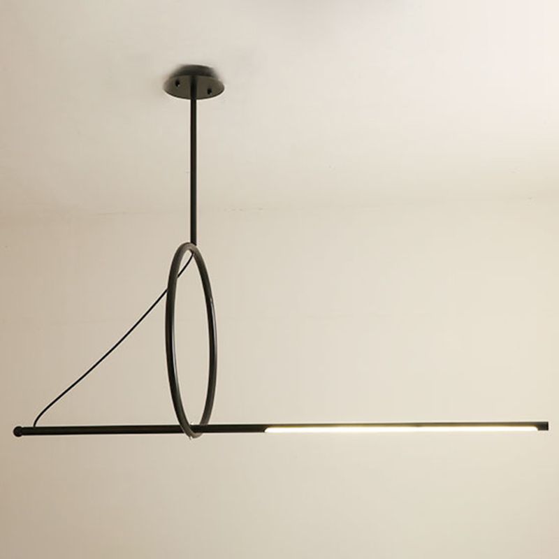 Geometric Island Lighting Fixtures Modern Chandelier Metal 1 Light Island Lamps in Black