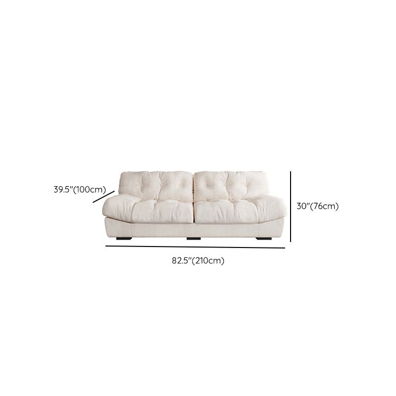Contemporary White Sofa Faux Leather Armless Sofa with Loose Back