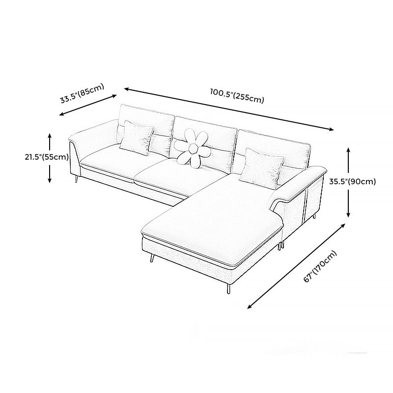 Modern Faux Leather Square Arm Sofa with Bolster Pillows for Living Room