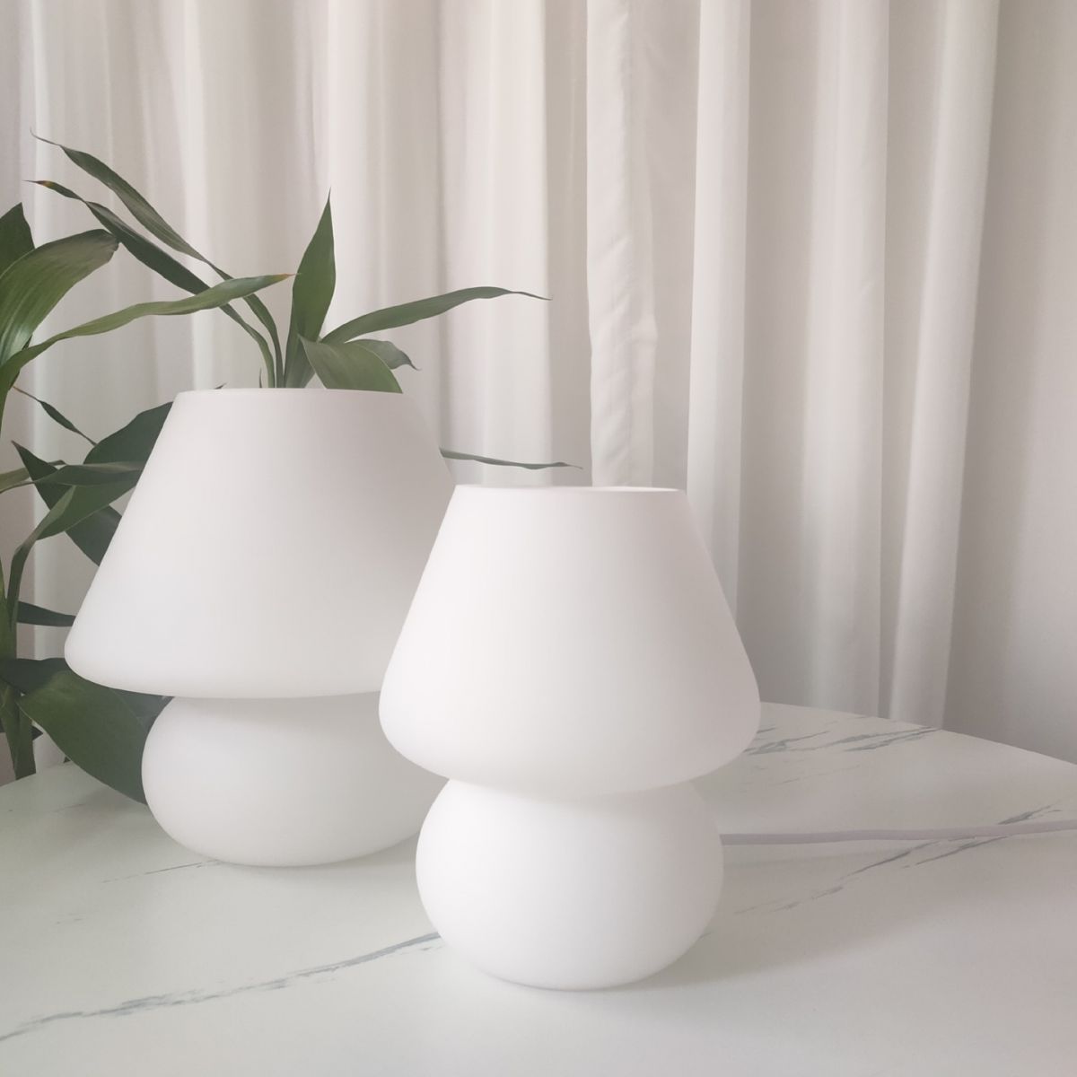 Trendy paddestoelvormige tafellicht macaron glas 1-licht nachtkastje lamp voor slaapkamer