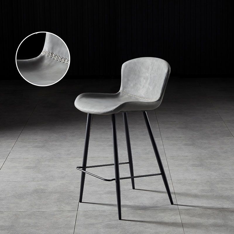 Scandinavian Bucket Backless Stool Leather Upholstered Counter Stool