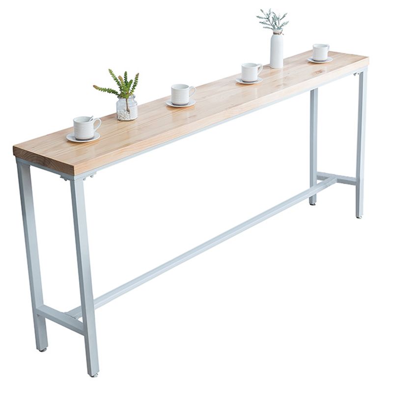 Indoor Wood Counter Wine Table Rectangle Natural and White Bar Height Pub Table