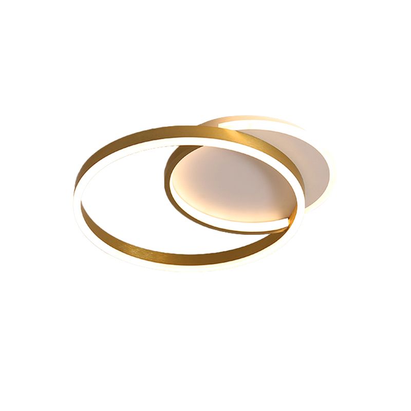 Gold / Coffee Double Hoop Flush Ceiling Light Modern 16 "/19" Largeur LED Flush métallique Monter Fixture à chaud / Lumière blanche pour la chambre