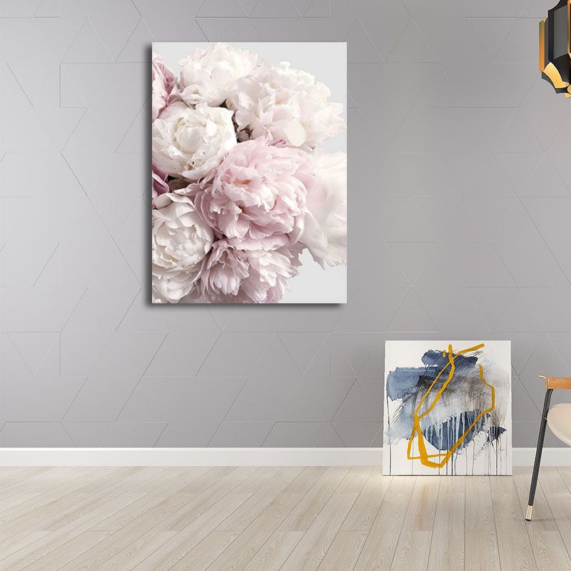 Toile de fleur de pivoine romantique pour chambre à coucher, décoration murale imprimée de fleurs de couleur pastel