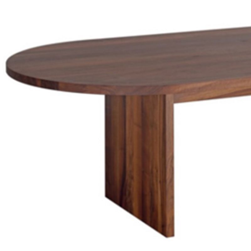 Modern Solid Wood Dining Table Oval Wooden Table with Double Pedestal