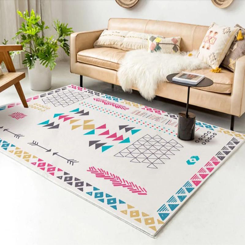 Vintage Salon Teppich mehrfarbig geometrisches Musterbereich Teppich Polypropylen Haustierfreundlicher Nicht-Schlupf-Backing-Teppich