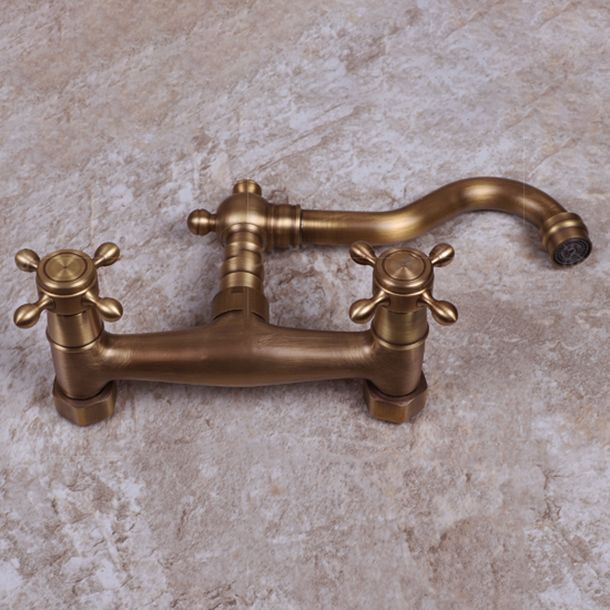 Brass Wide Spread Bathroom Faucet Industrial Lever Lavatory Faucet