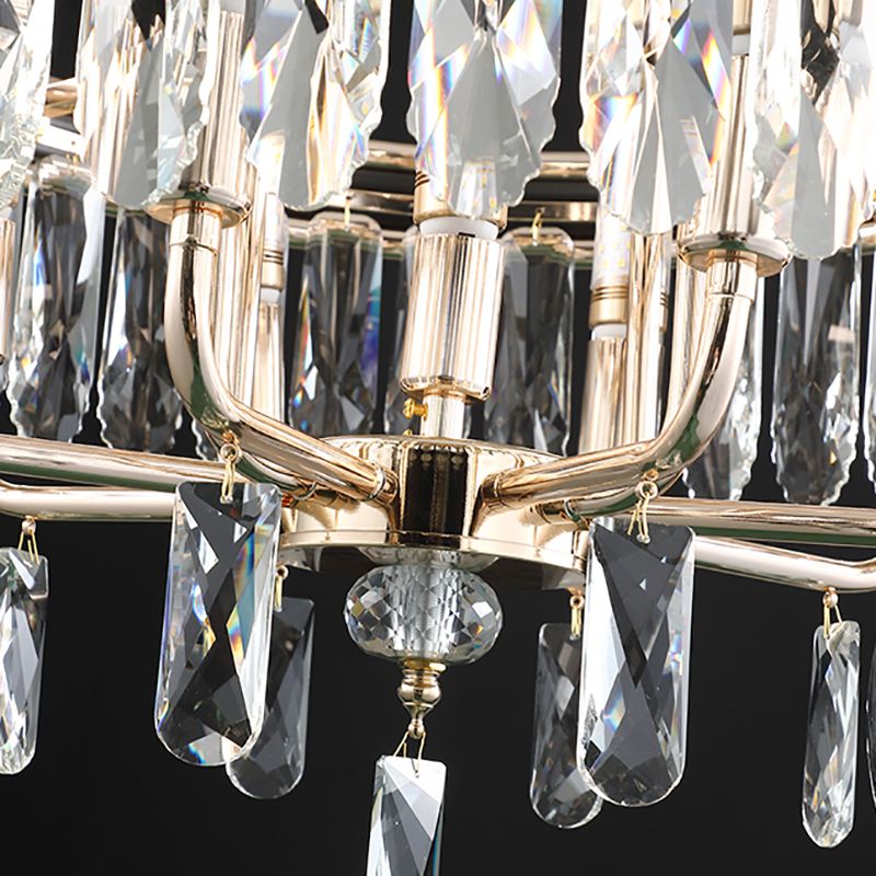 Modern drum plafondlicht kristallen blok 7/9 lichten goud kroonluchter licht, 18 "/21,5" breed