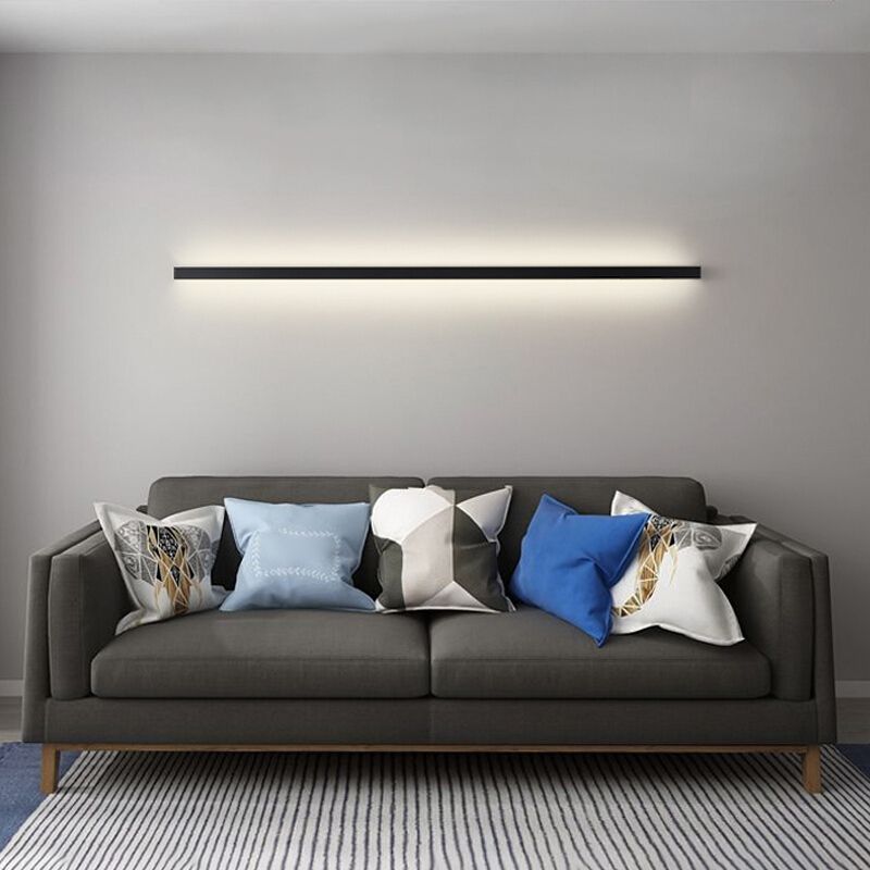 Linearer Schatten Metall Wandleuchte moderne Stil 1 Lichtwandhalterung Beleuchtung in Schwarz