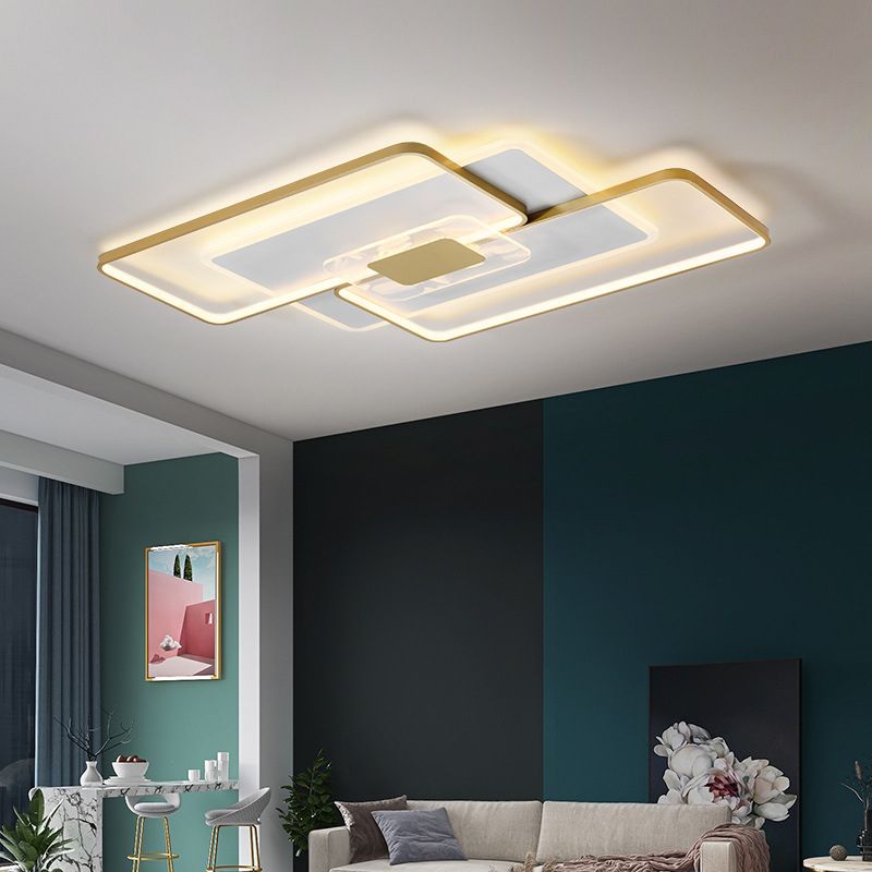 Apparecchio a soffitto sovrapposto Illuminazione semplice da incasso a LED in acrilico dorato per soggiorno