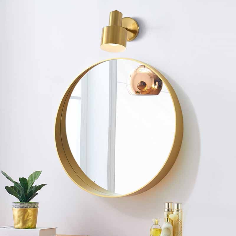 Metal Modern Wall Sconce Cylinder Shape Vanity Lamp with Copper Shade for Bathroom