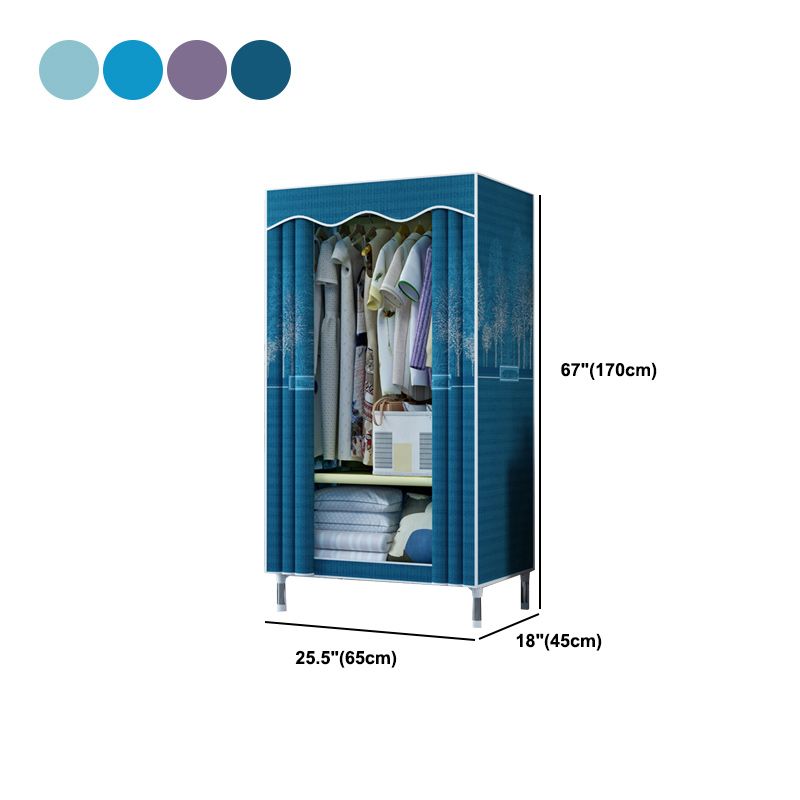 Steel Frame Wardrobe Armoire Contemporary Style Wardrobe with Shelves