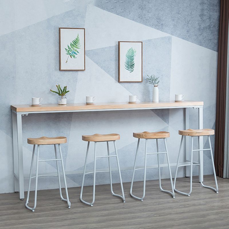 1/5 Pieces Industrial Rectangle Bar Table Set Wooden Counter Table with High Stools