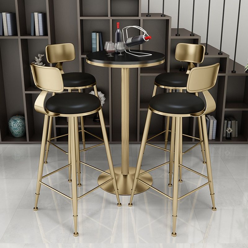 Nordic Glam Bar Stool Round Bar Stool with Metal Legs for Home