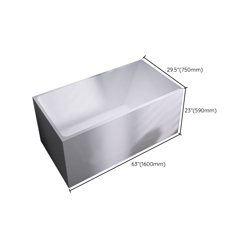 Modern Rectangle White Bathtub Acrylic Freestanding Soaking Bathtub with Drain Bath Tub