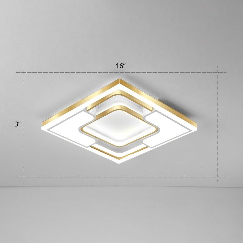 Luz de techo empotrada con marco metálico, luz empotrada LED dorada moderna para sala de estar