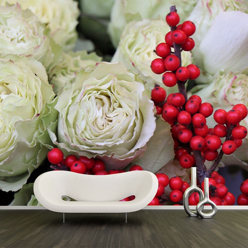 Blooming Rose Wall Mural Wallpaper for Girl Bedroom, Custom Size Available