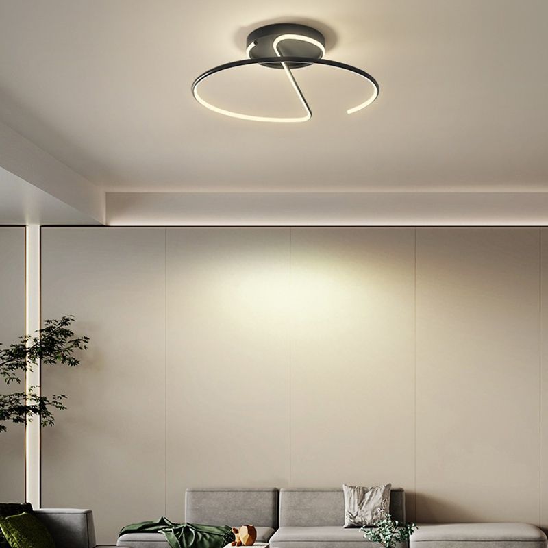Swirl Wave 1-Light Flush Mount Lighting Fixtures Modern Style Black Flush Ceiling Light