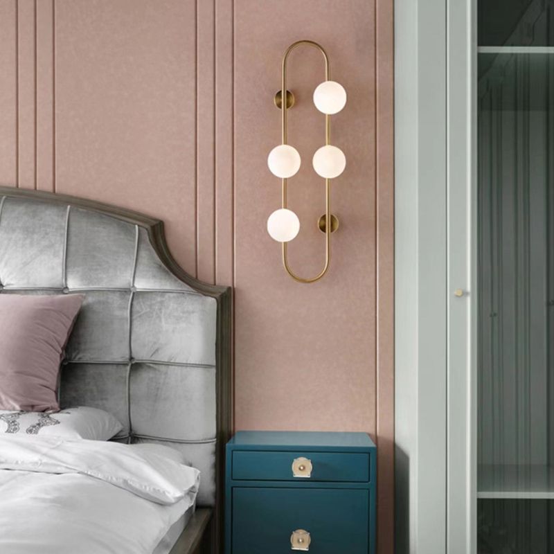Modern Style Ellipse Shape Wall Light Glass Sconces in Gold for Bedroom