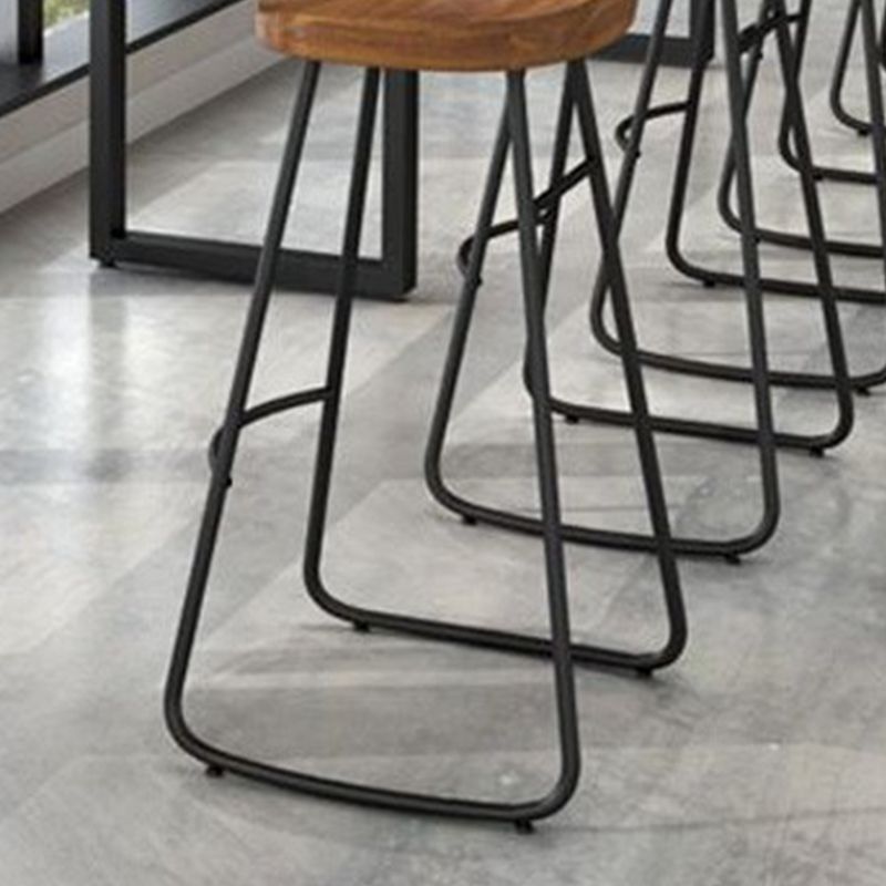 Contemporary Style Wood Counter Stool Living Room Bar Stool with Metal Legs