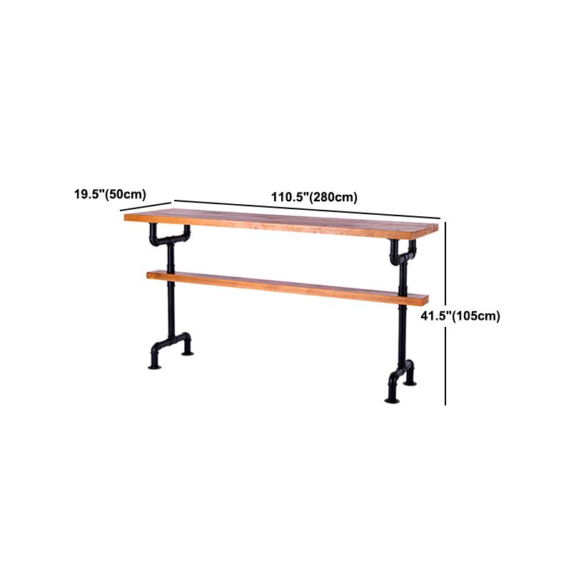 Industrial Rectangle Solid Wood Bar Table Set 1/7 Pieces Counter Table with High Stools