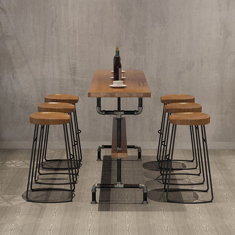 Modern 1/2/4/7 Pieces Solid Wood Pub Table Set Rectangular Counter Table