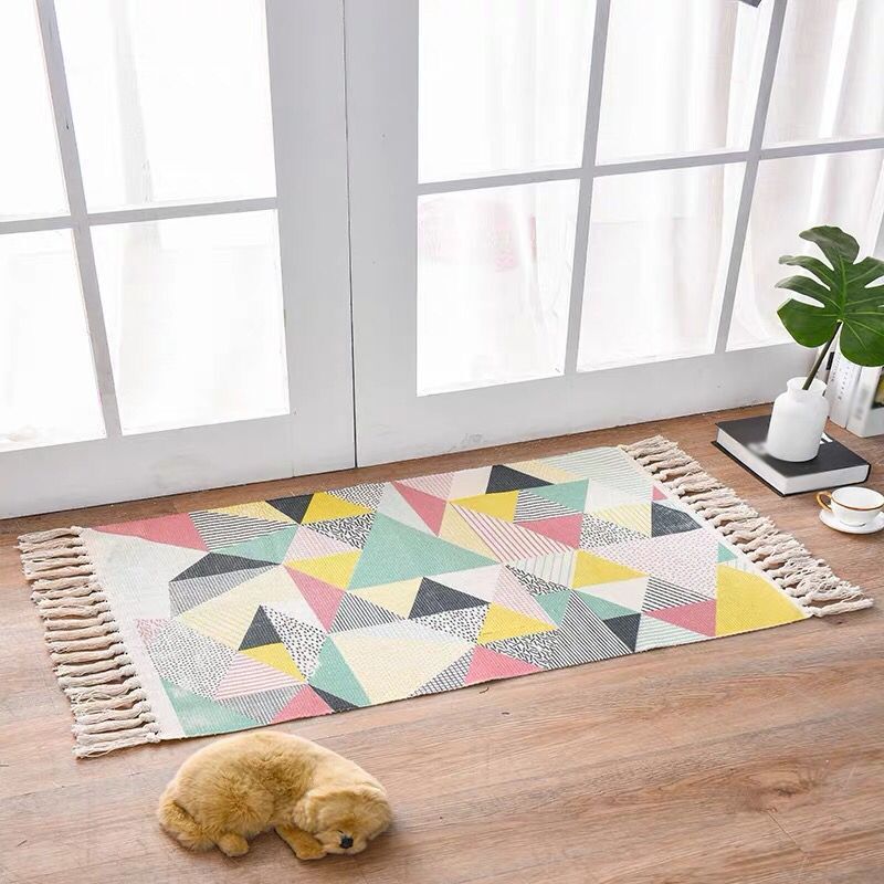 Tapis bohème décoratif Tapis de tapis tribal multi-couleurs tapis amical pour animaux de compagnie avec gland pour la porte