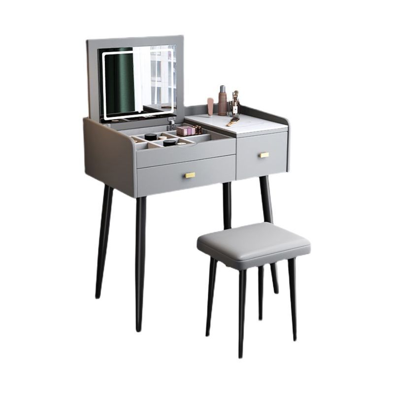 Contemporary Vanity Desk 2- Drawer Slate Top Table Makeup Vanity