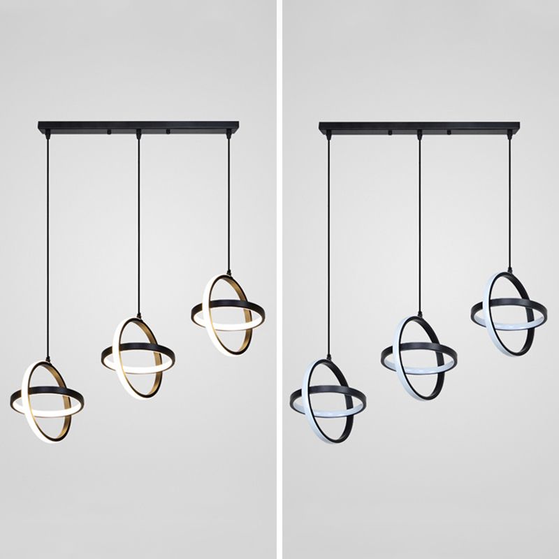 Black Circling Rings Pendant Light Minimalist Aluminum Suspension LED Light Fixture