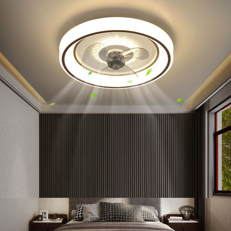 Runde Schlafzimmer Lüfterbeleuchtung Acrylminimalist LED Semi Flush Mount Lampe in Weiß