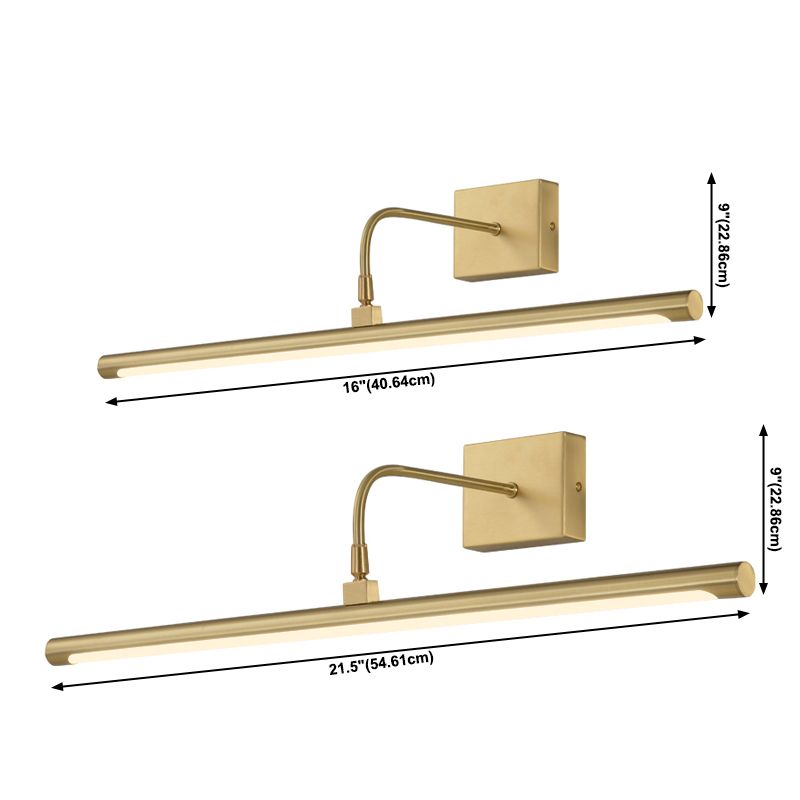 1-Light Linear Wall Sconces Modern Metal Wall Sconce Lights in Gold for Bathroom