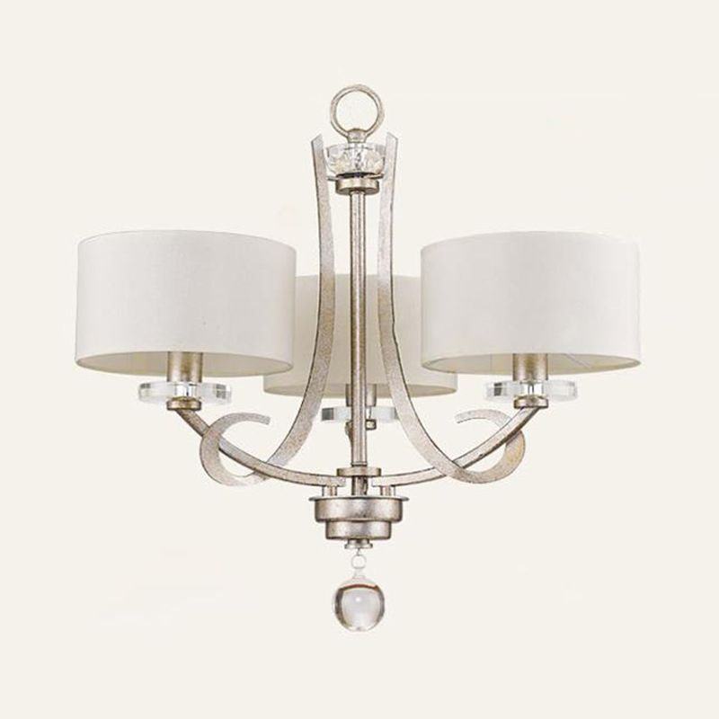 3 lampadario classico di tamburi classico di luce a sospensione leggera in bianco per camera da letto con cristallo