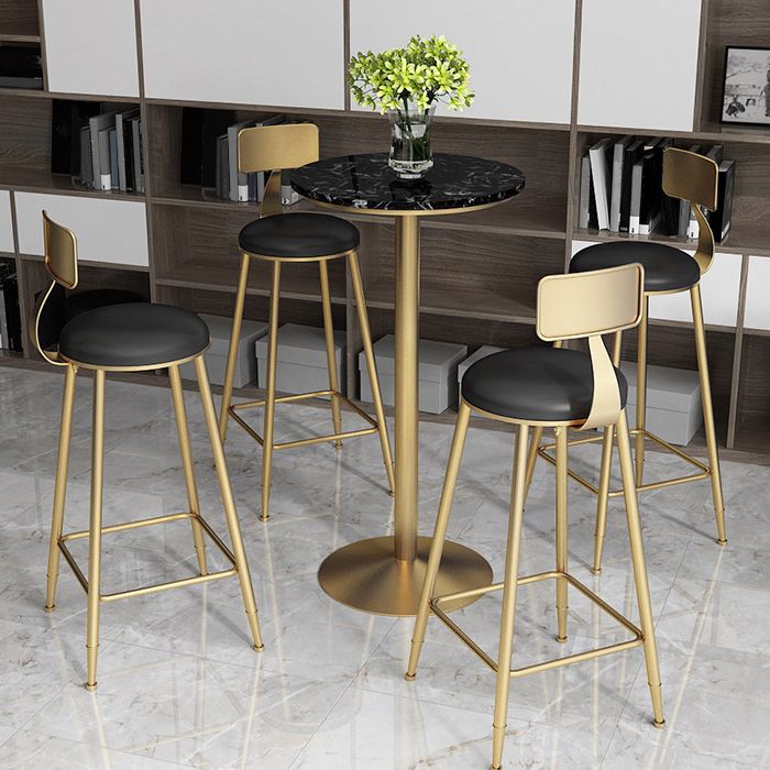 Glam Style Bar Table Artificial Marble Top Bistro Table with Gold Pedestal