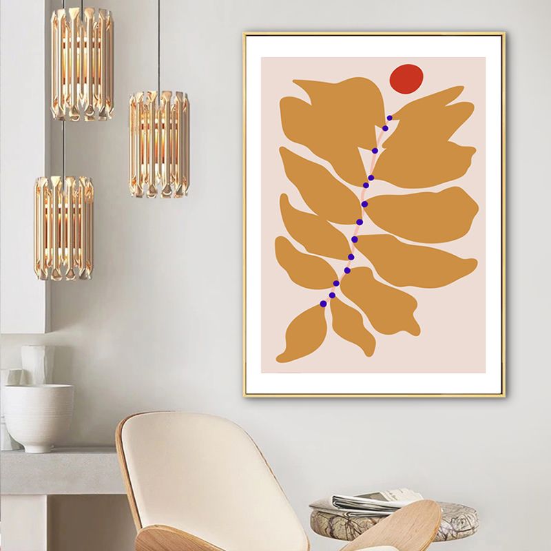 Yellow Leaf Wall Art Decor Botanical Nordic Textured Canvas Print for House Interior