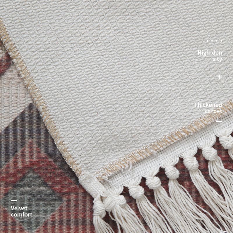 Eclectic Southwestern Print Rug White Tone Cotton Carpet Stain Resistant Indoor Rug for Living Room