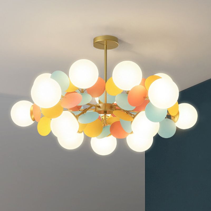 Moderne stijl bol plafond hanglamp multi -lichten melkglas kroonluchter verlichting