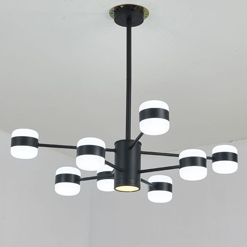 Minimalist LED Chandelier Pendant Light Black Shaded Hanging Light Fixture with Acrylic Shade