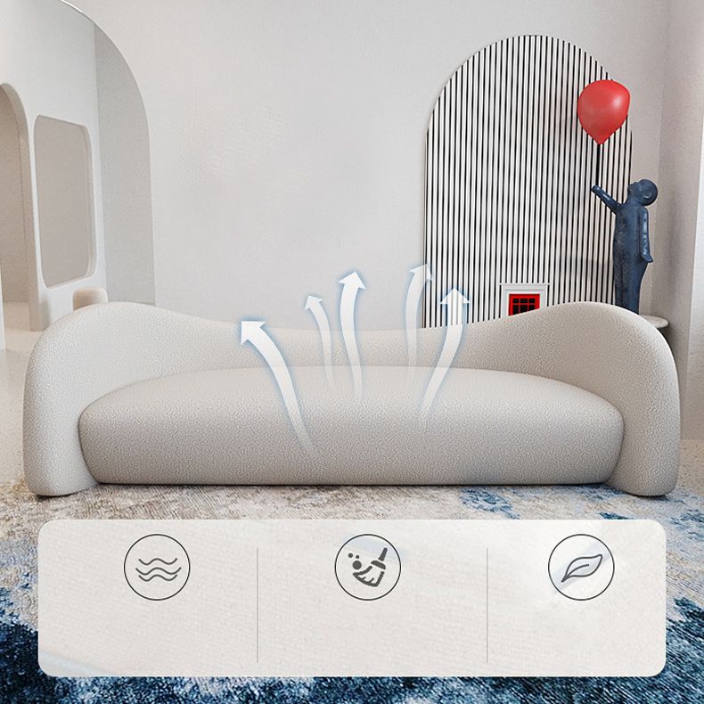 Contemporary White Wool Sofa with Recessed Arm for Apartment